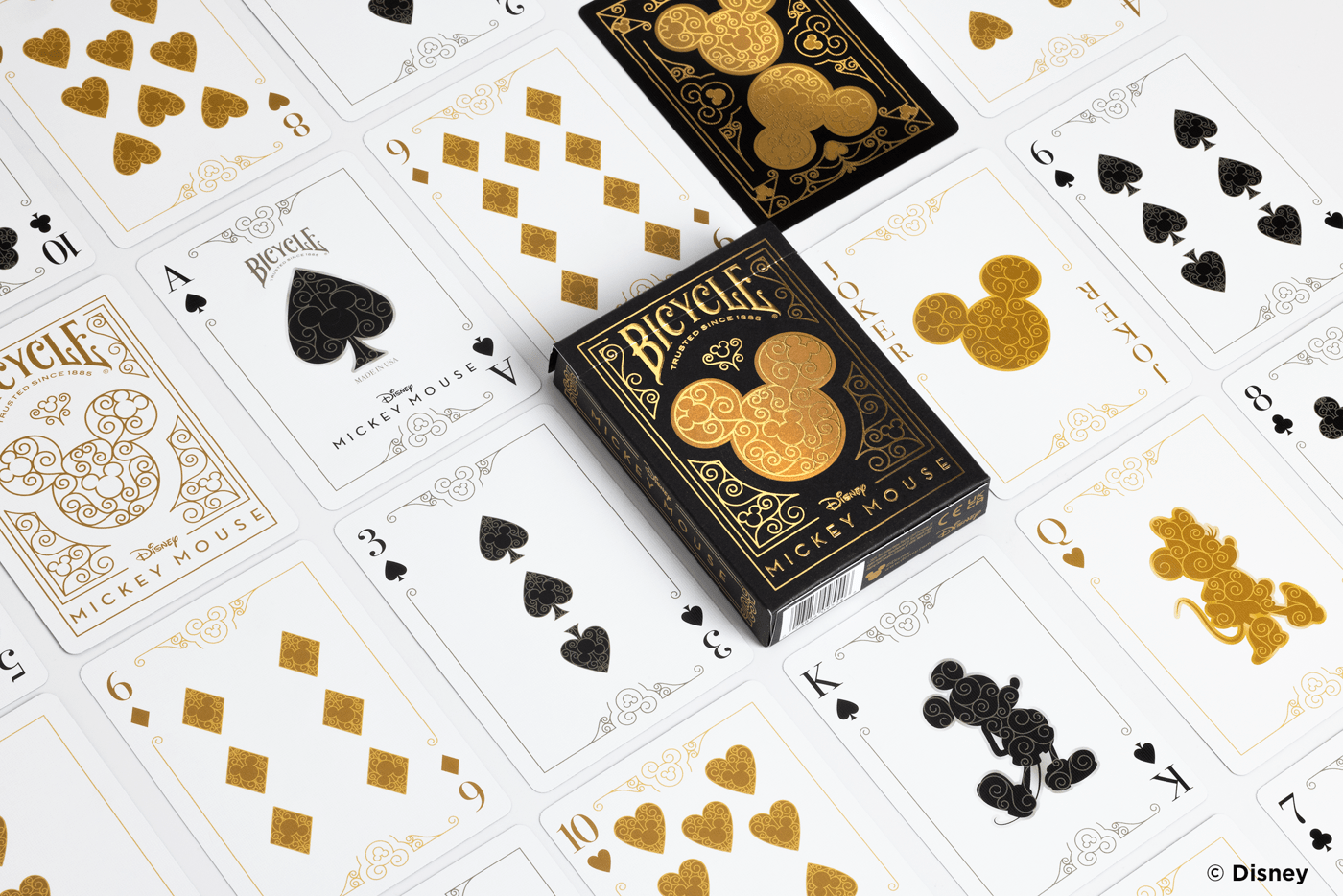Disney Mickey Mouse inspired Black and Gold Playing Cards by Bicycle