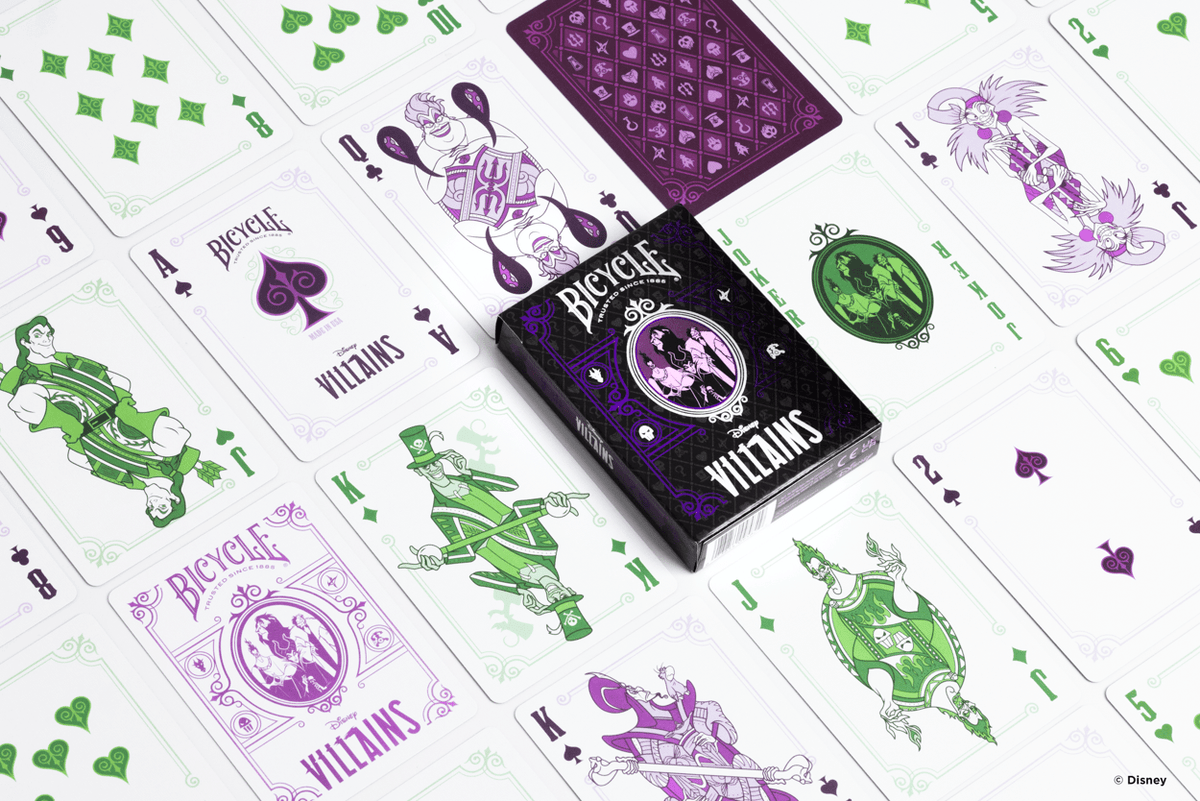 Disney Villains Inspired Playing Cards by Bicycle Green & Purple