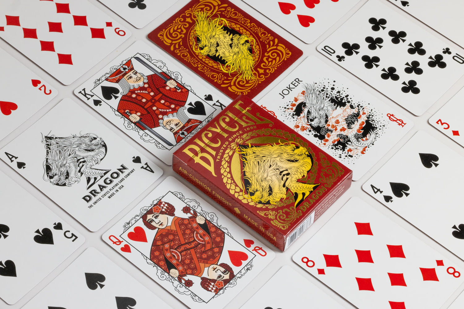 Bicycle Dragon Blue Black Red Gold Playing Cards