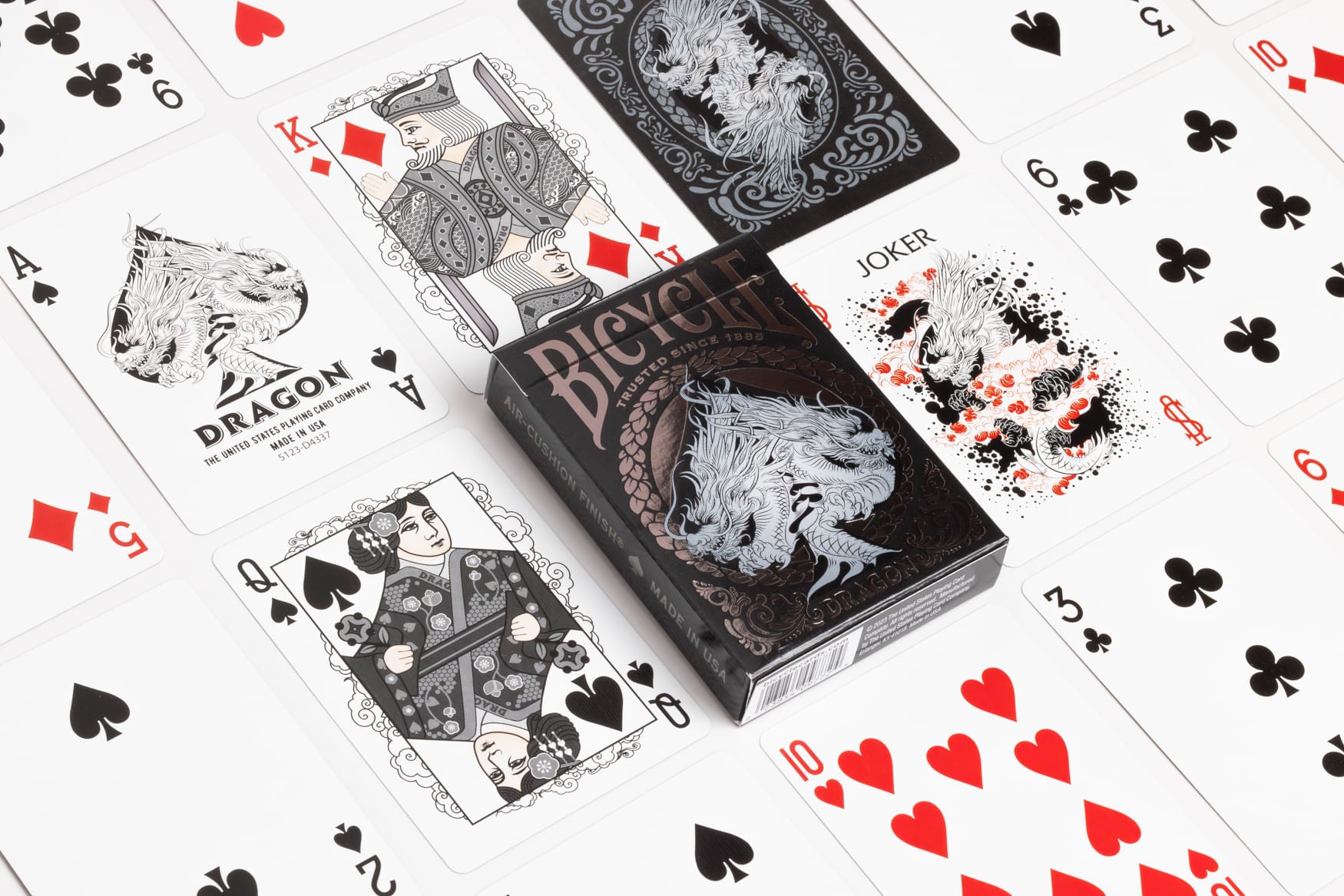 Bicycle Dragon Blue Black Red Gold Playing Cards