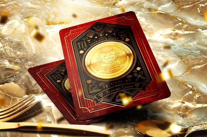 Konbine Neko Food Guide Playing Cards for Foodies Gilded Foil with Pins