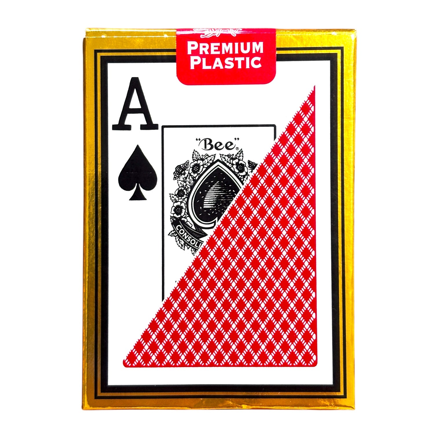 Bee Premium Plastic Gold Playing Cards Jumbo Index Waterproof Deck