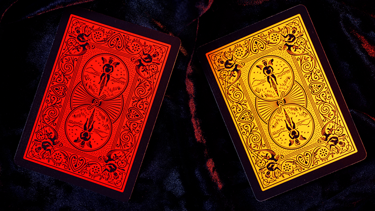 Bicycle Black Reverse Pink | Orange | Yellow | Red | Green Playing Cards