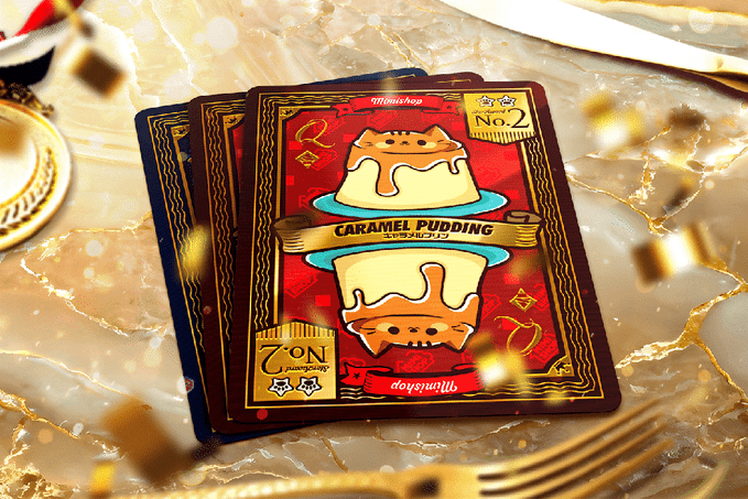Konbine Neko Food Guide Playing Cards for Foodies Gilded Foil with Pins