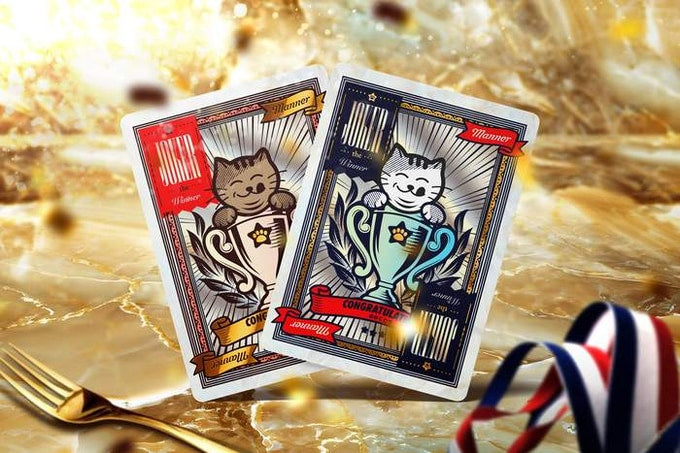 Konbine Neko Food Guide Playing Cards for Foodies Gilded Foil with Pins