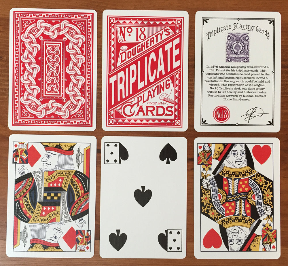 4-Decks Set 1876 Andrew Dougherty No.18 Triplicate Original Release Playing Cards Restoration (Limited)