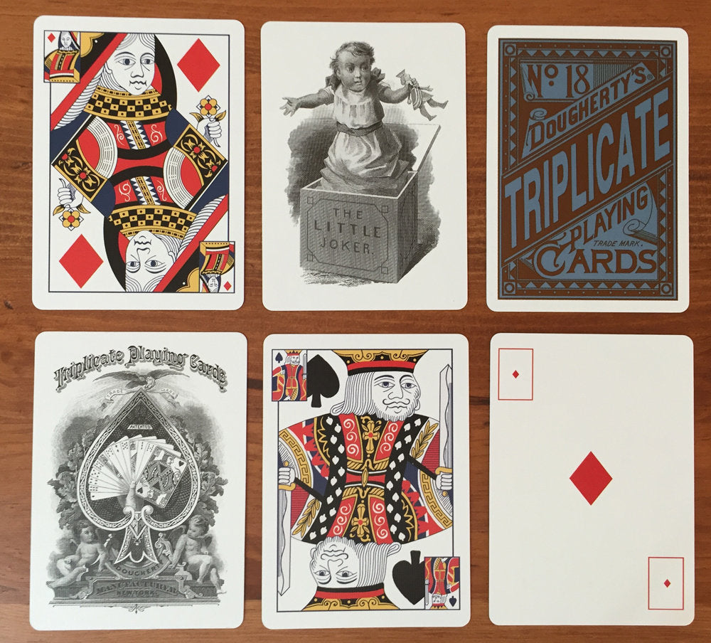 4-Decks Set 1876 Andrew Dougherty No.18 Triplicate Original Release Playing Cards Restoration (Limited)