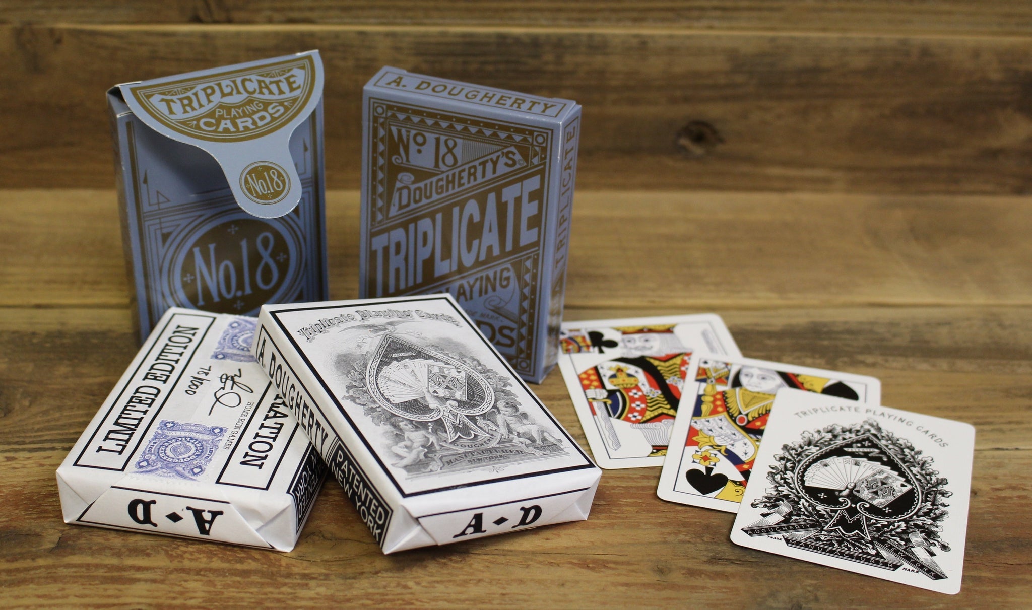 4-Decks Set 1876 Andrew Dougherty No.18 Triplicate Original Release Playing Cards Restoration (Limited)