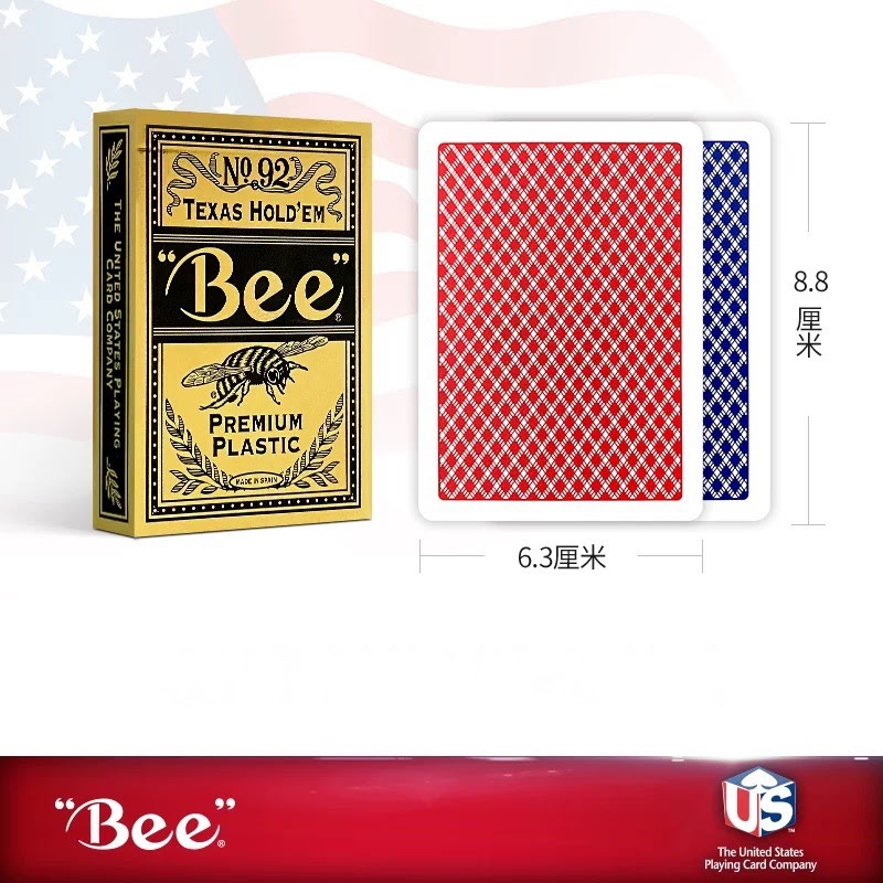Bee Premium Plastic Gold Playing Cards Jumbo Index Waterproof Deck