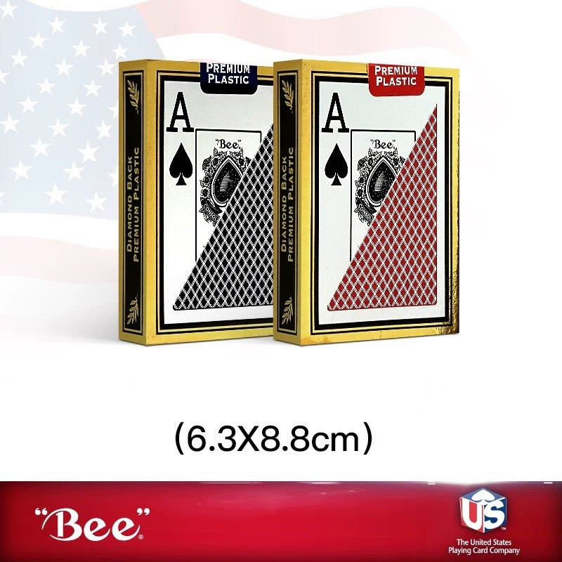 Bee Premium Plastic Gold Playing Cards Jumbo Index Waterproof Deck