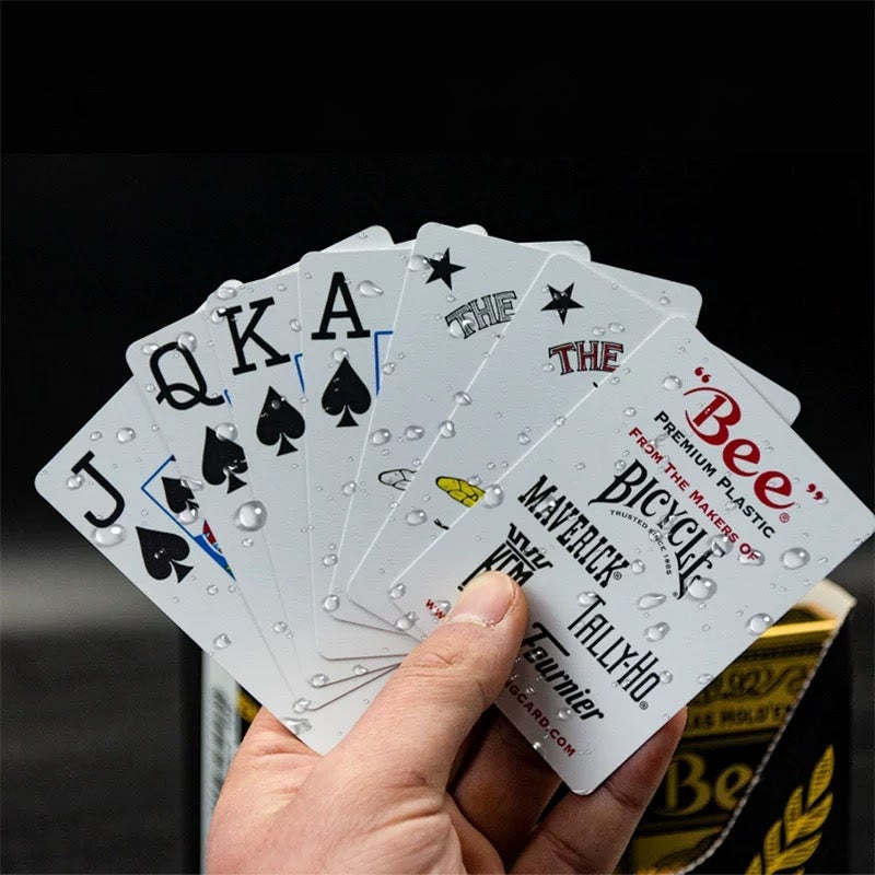 Bee Premium Plastic Gold Playing Cards Jumbo Index Waterproof Deck