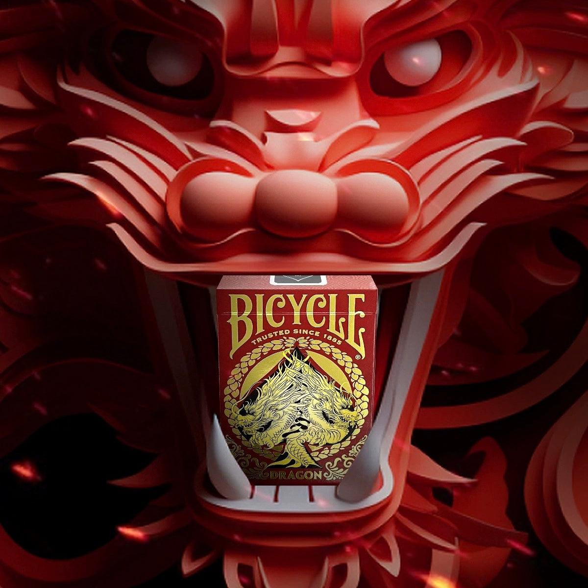 Bicycle Dragon Blue Black Red Gold Playing Cards