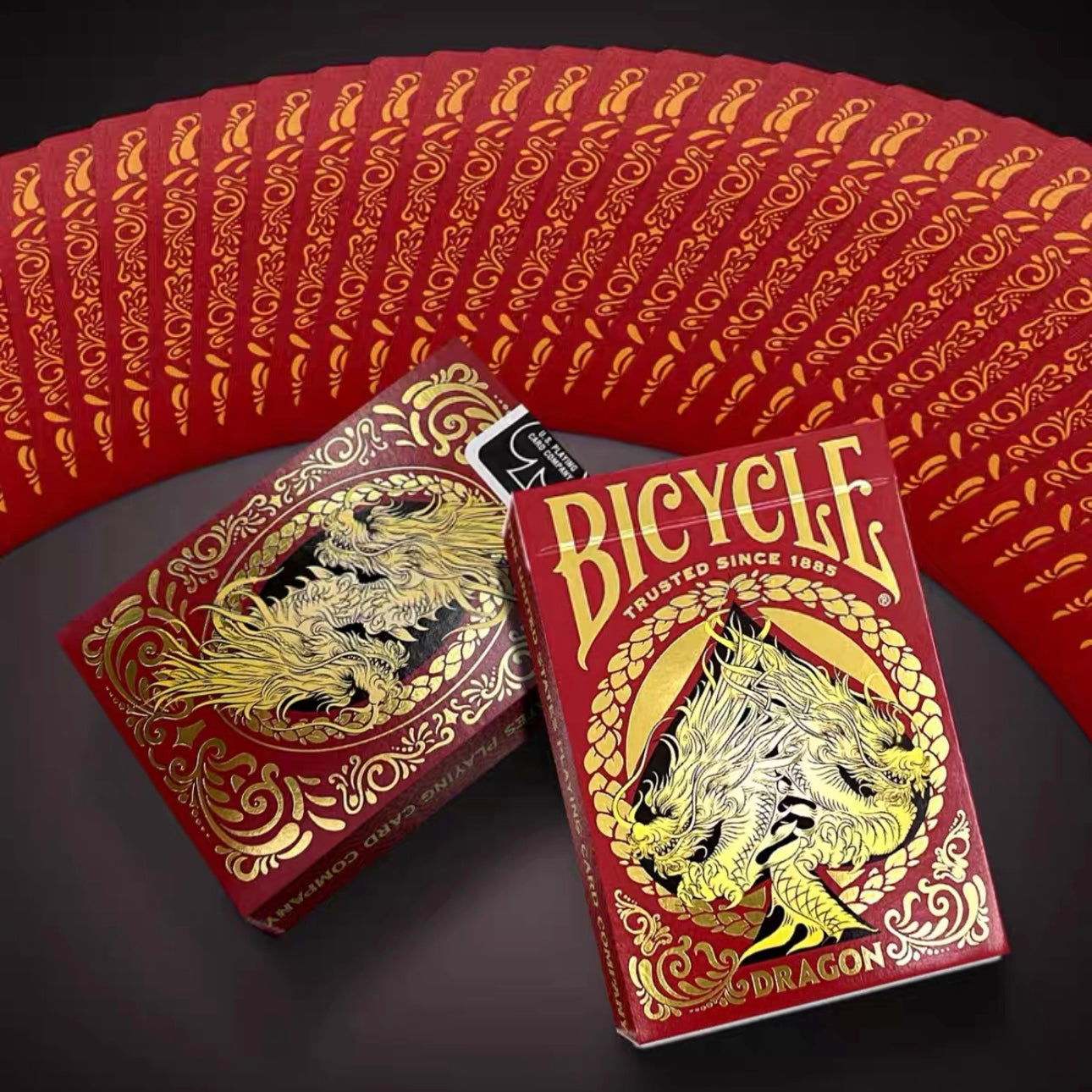 Bicycle Dragon Blue Black Red Gold Playing Cards