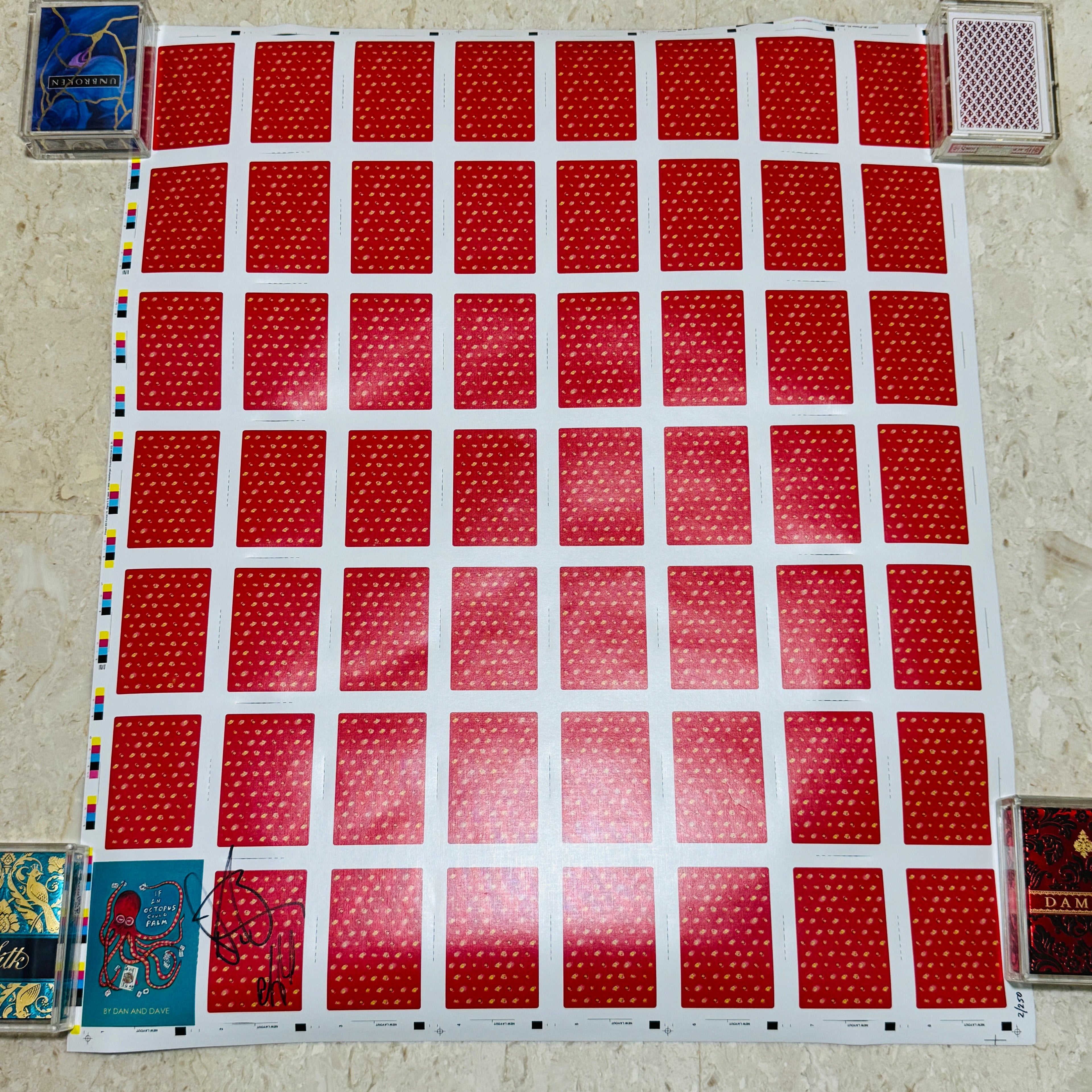 If An Octopus Could Palm V1 Uncut Sheet Signed by Dan & Dave
