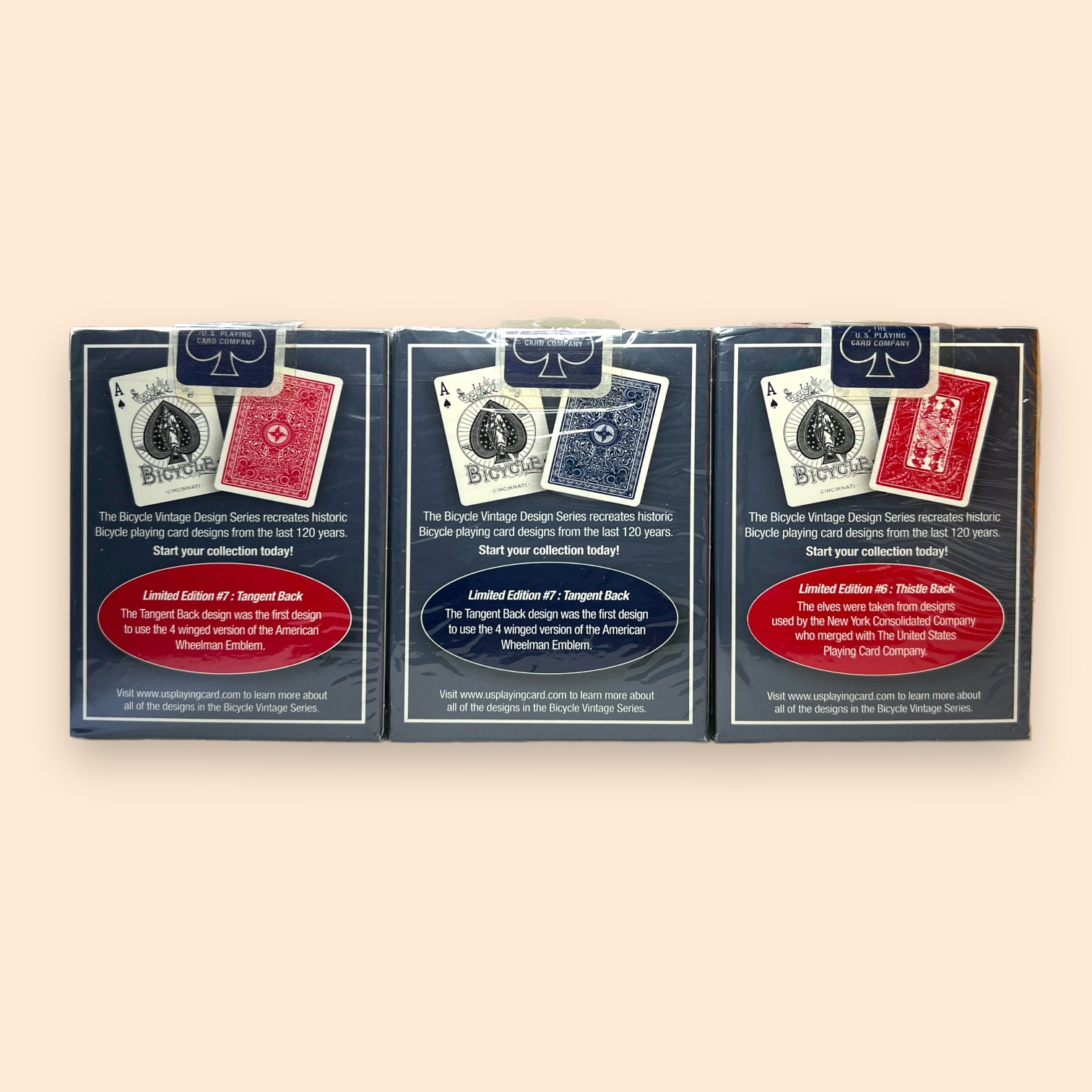 Bicycle Vintage Design Tangent + Thistle Back Playing cards