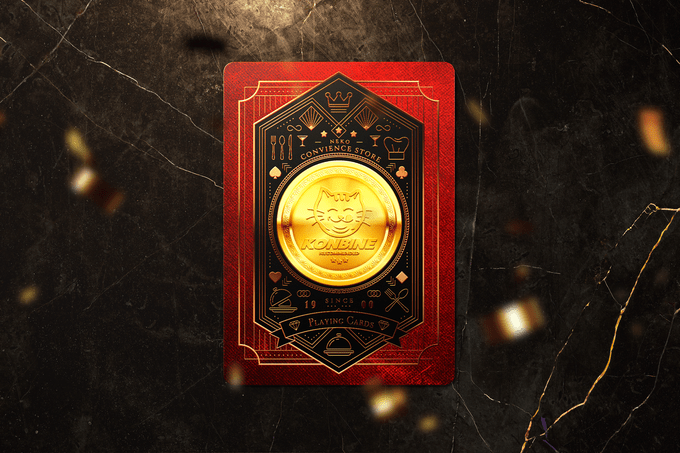 Konbine Neko Food Guide Playing Cards for Foodies Gilded Foil with Pins
