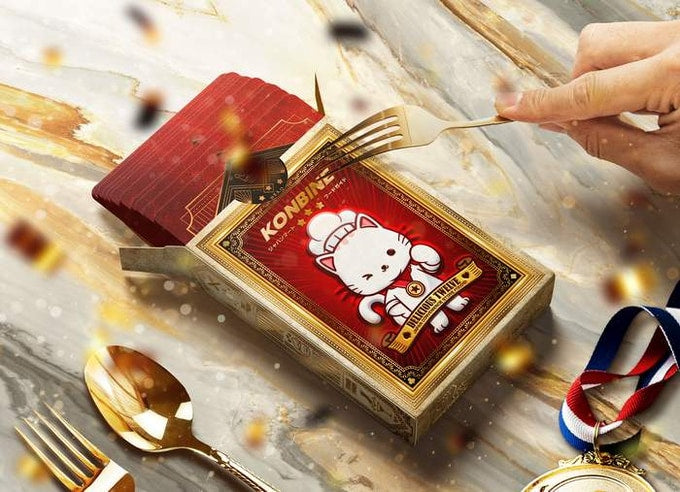 Konbine Neko Food Guide Playing Cards for Foodies Gilded Foil with Pins