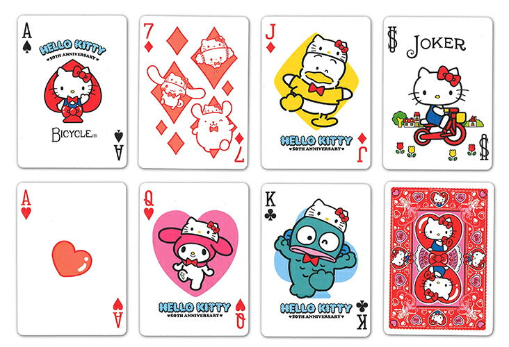 Bicycle Hello Kitty 50th Anniversary Red Playing Cards Sanrio