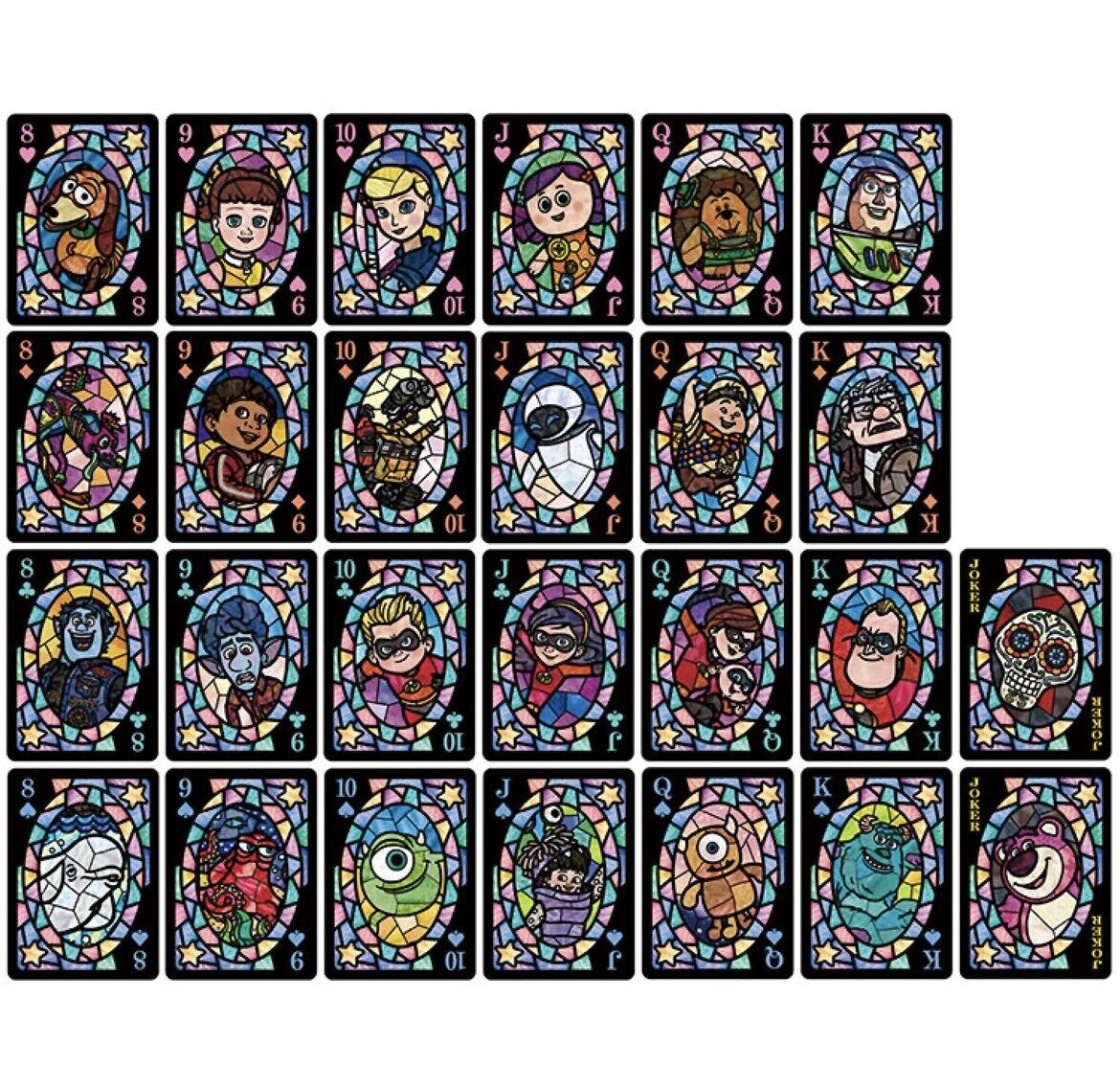 Disney Tokyo Japan Pixar Characters Stained Glass Playing Cards