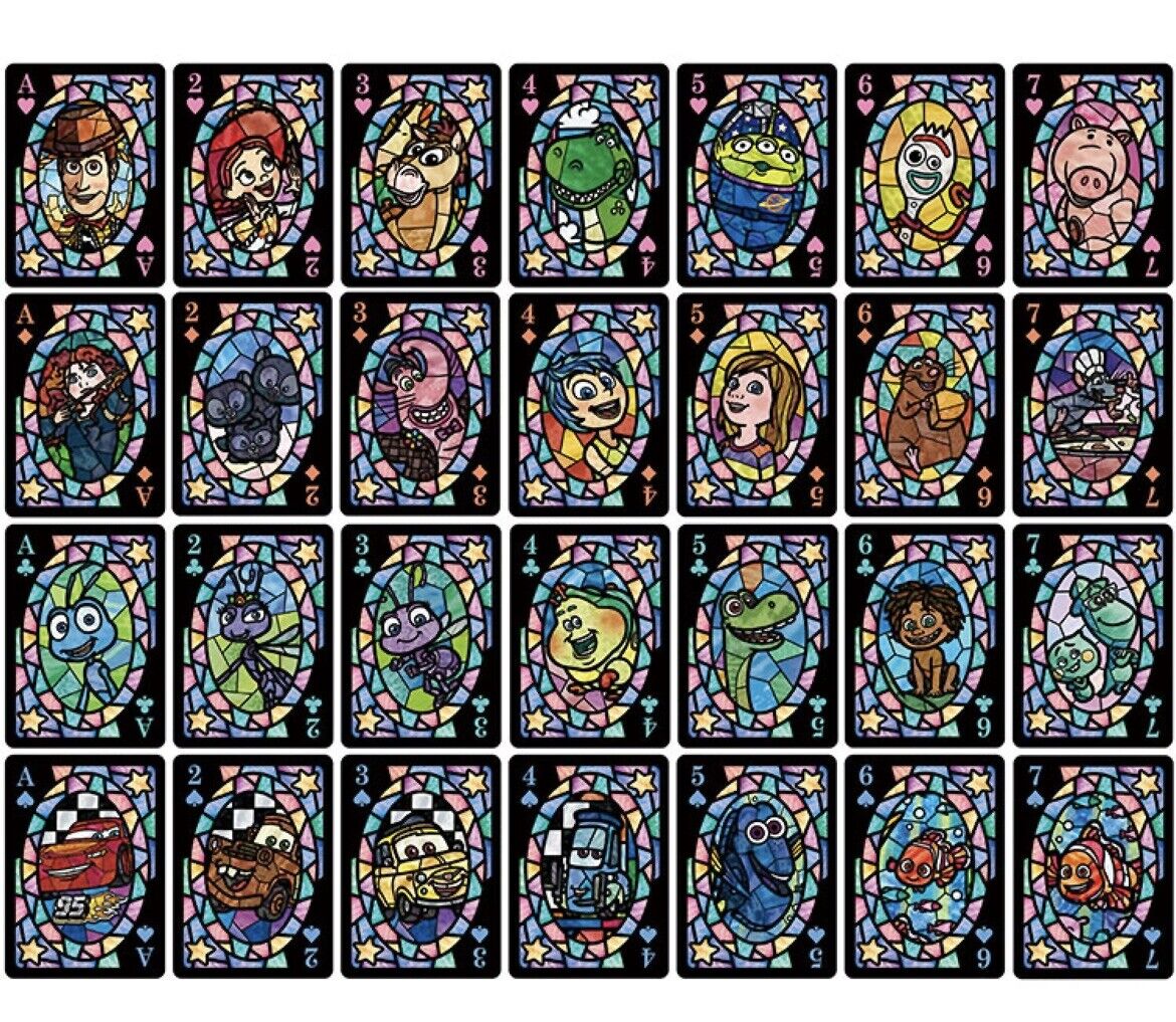 Disney Tokyo Japan Pixar Characters Stained Glass Playing Cards