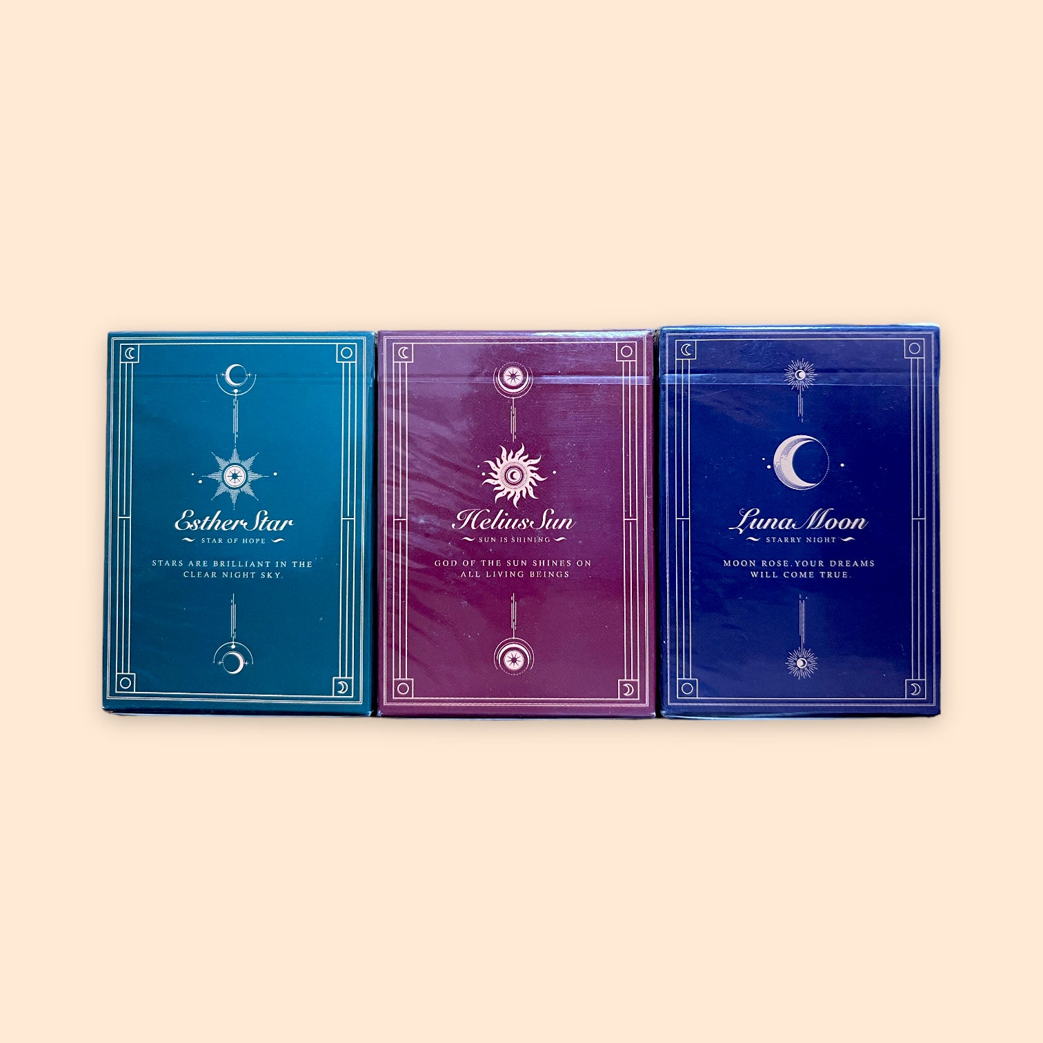 Violet Luna Moon + Helius Sun + Esther Star Standard + Deluxe Playing Cards Set
