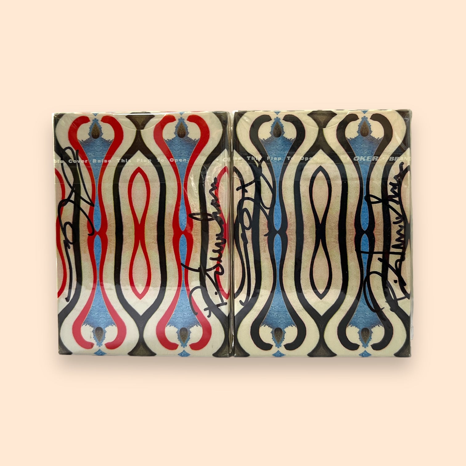 Bohemia Red & Blue Smooth Tuck Playing Cards Signed by Uusi