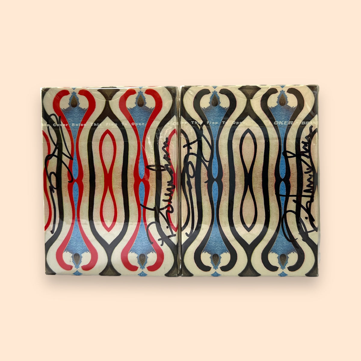 Bohemia Red & Blue Smooth Tuck Playing Cards Signed by Uusi