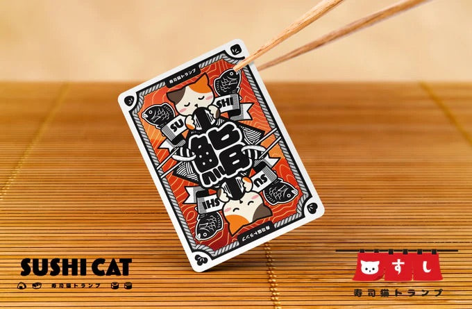 Sushi Cat Foil with Gilded Playing Cards