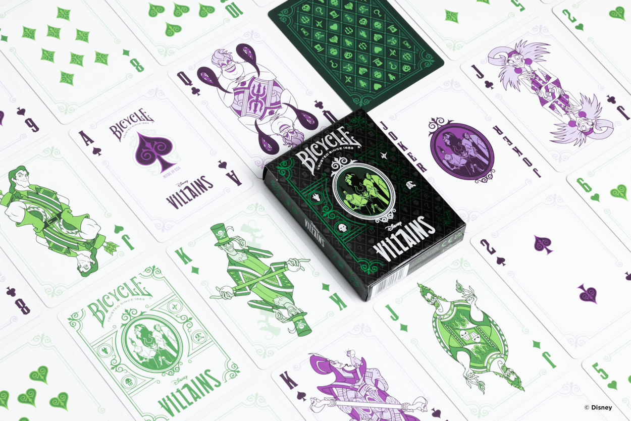 Disney Villains Inspired Playing Cards by Bicycle Green &amp; Purple