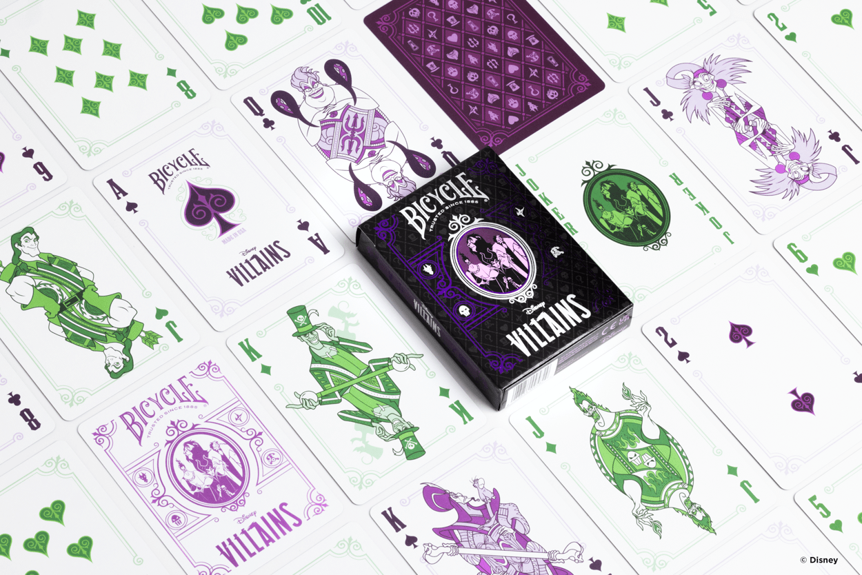 Disney Villains Inspired Playing Cards by Bicycle Green &amp; Purple