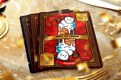 Konbine Neko Food Guide Playing Cards for Foodies Gilded Foil with Pins