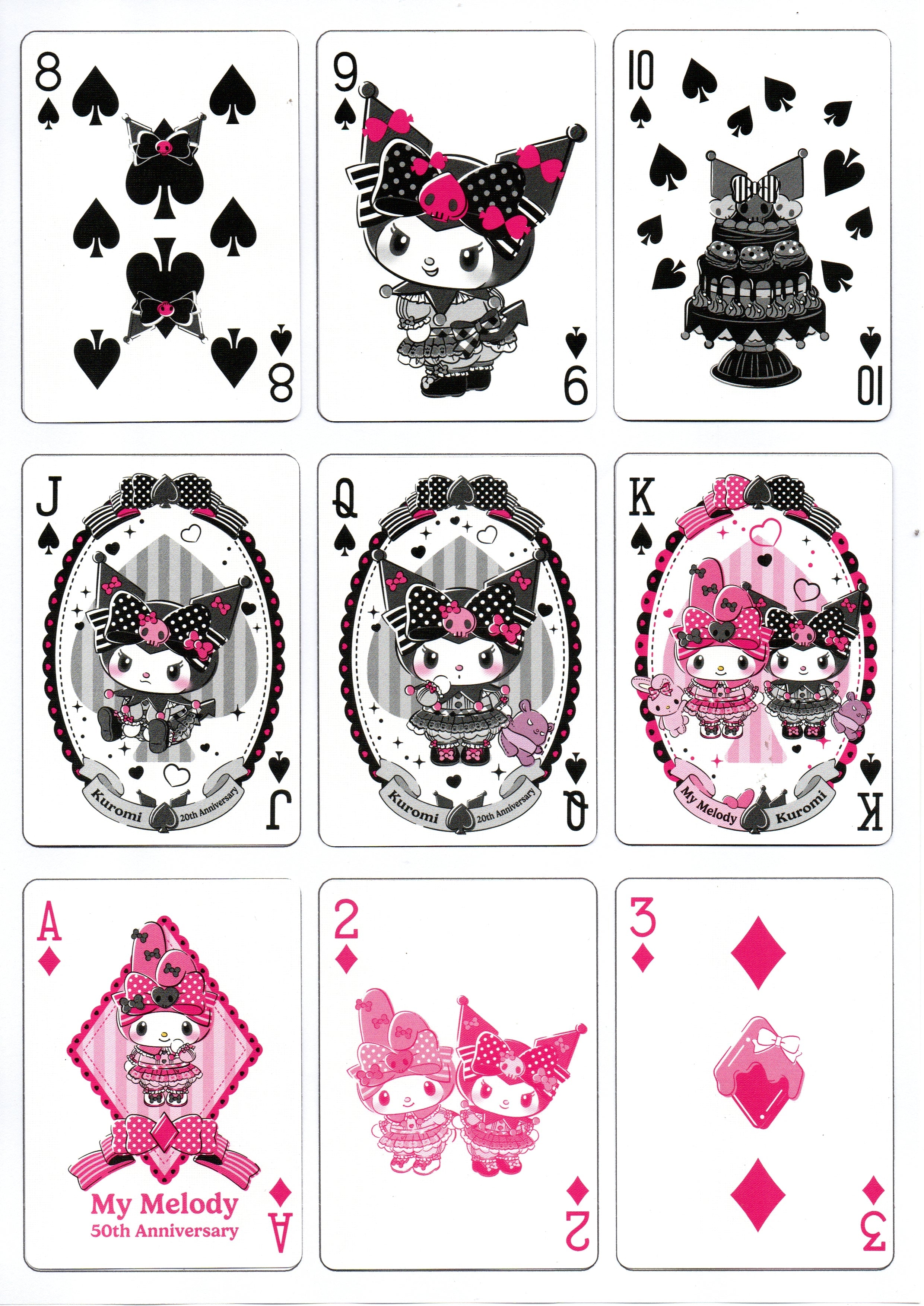 Bicycle My Melody 50th Anniversary and Kuromi 20th Anniversary Playing Cards by Sanrio