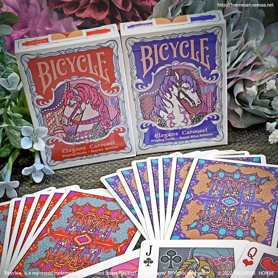 Bicycle Elegant Carousel Scarlet Red Playing Cards [FREE GOODIES]
