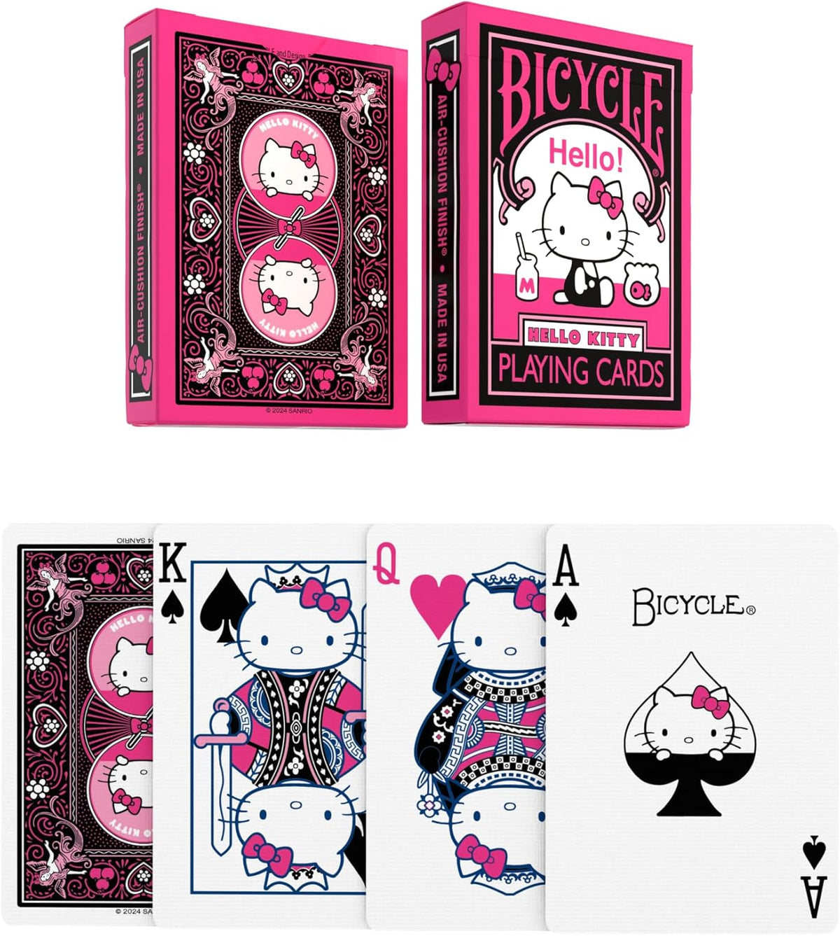 Bicycle Hello Kitty Playing Cards, Black &amp; Pink, Sanrio