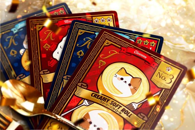 Konbine Neko Food Guide Playing Cards for Foodies Gilded Foil with Pins