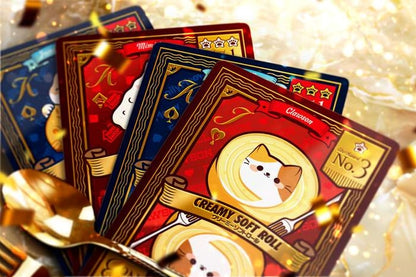 Konbine Neko Food Guide Playing Cards for Foodies Gilded Foil with Pins