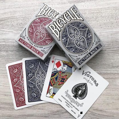 Bicycle Victors Back Vintage Design Playing Cards 2 Deck Set 1 Red &amp; 1 Blue