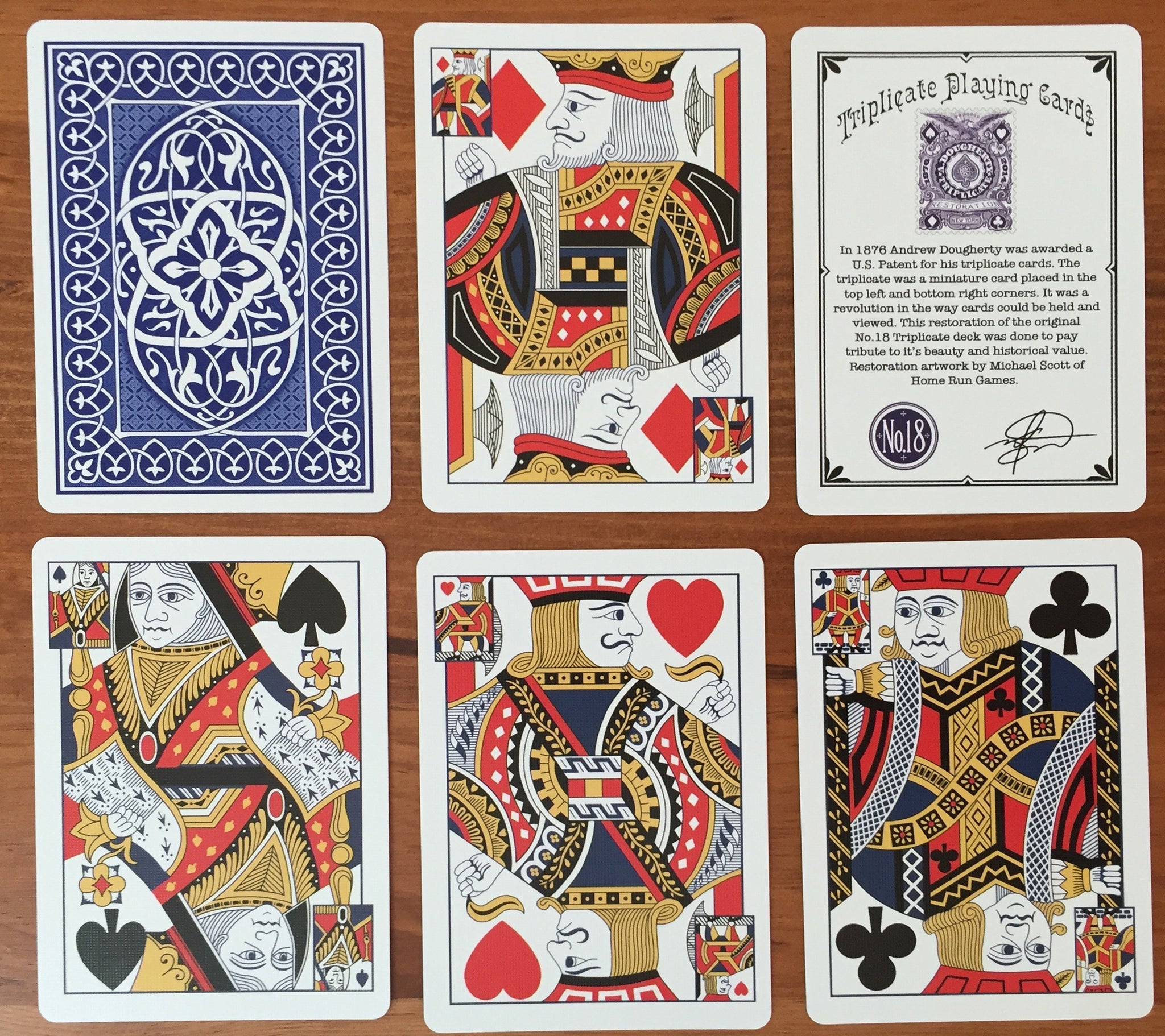 4-Decks Set 1876 Andrew Dougherty No.18 Triplicate Original Release Playing Cards Restoration (Limited)
