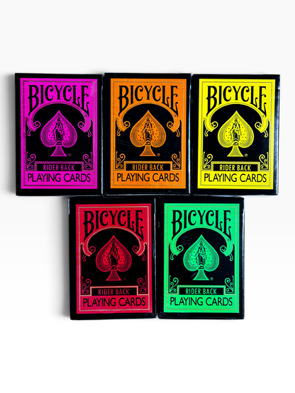 Bicycle Black Reverse Pink | Orange | Yellow | Red | Green Playing Cards