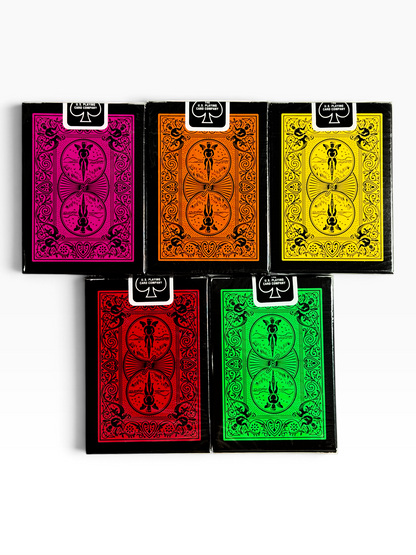 Bicycle Black Reverse Pink | Orange | Yellow | Red | Green Playing Cards