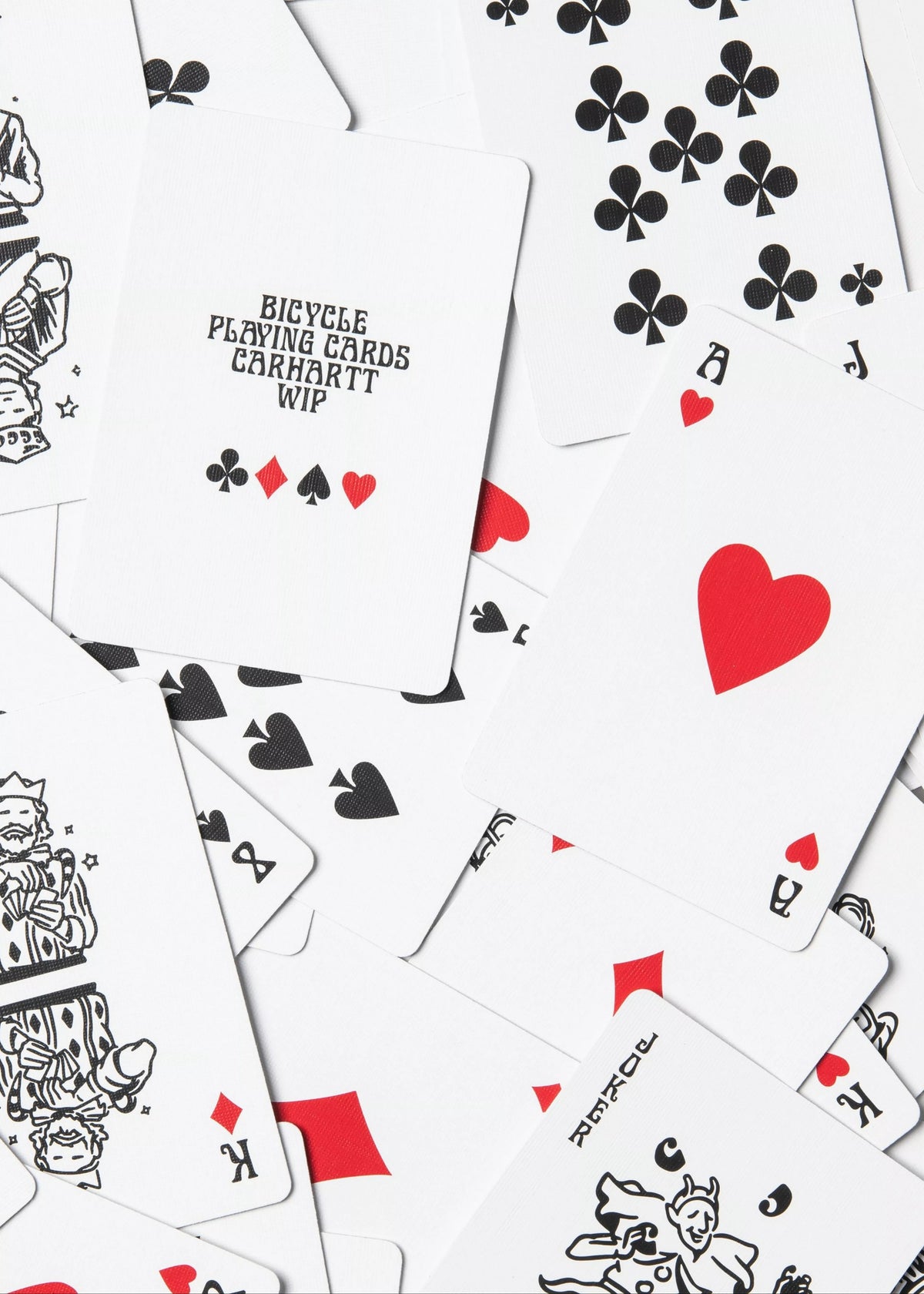Playing cards with Bicycle logo on a white background