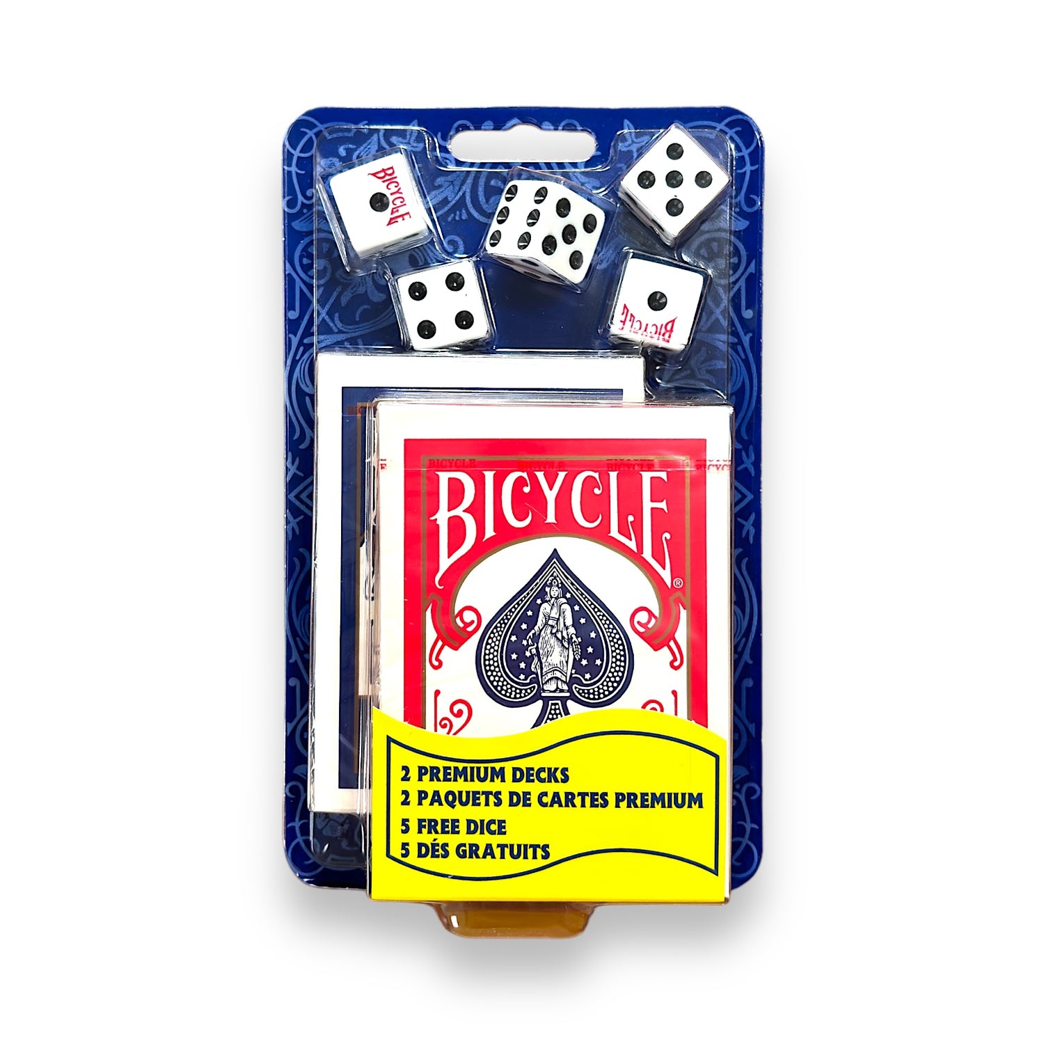 Bicycle 2 Rider Back Decks Standard Poker and 5 Dice Set [Made for France]