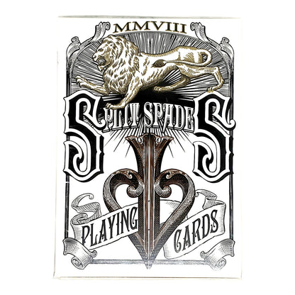 Split Spades Lions Blue in Sepia Box Playing Cards