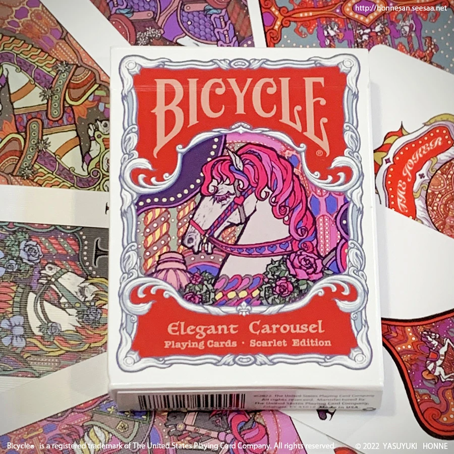 Bicycle Elegant Carousel Scarlet Red Playing Cards [FREE GOODIES]