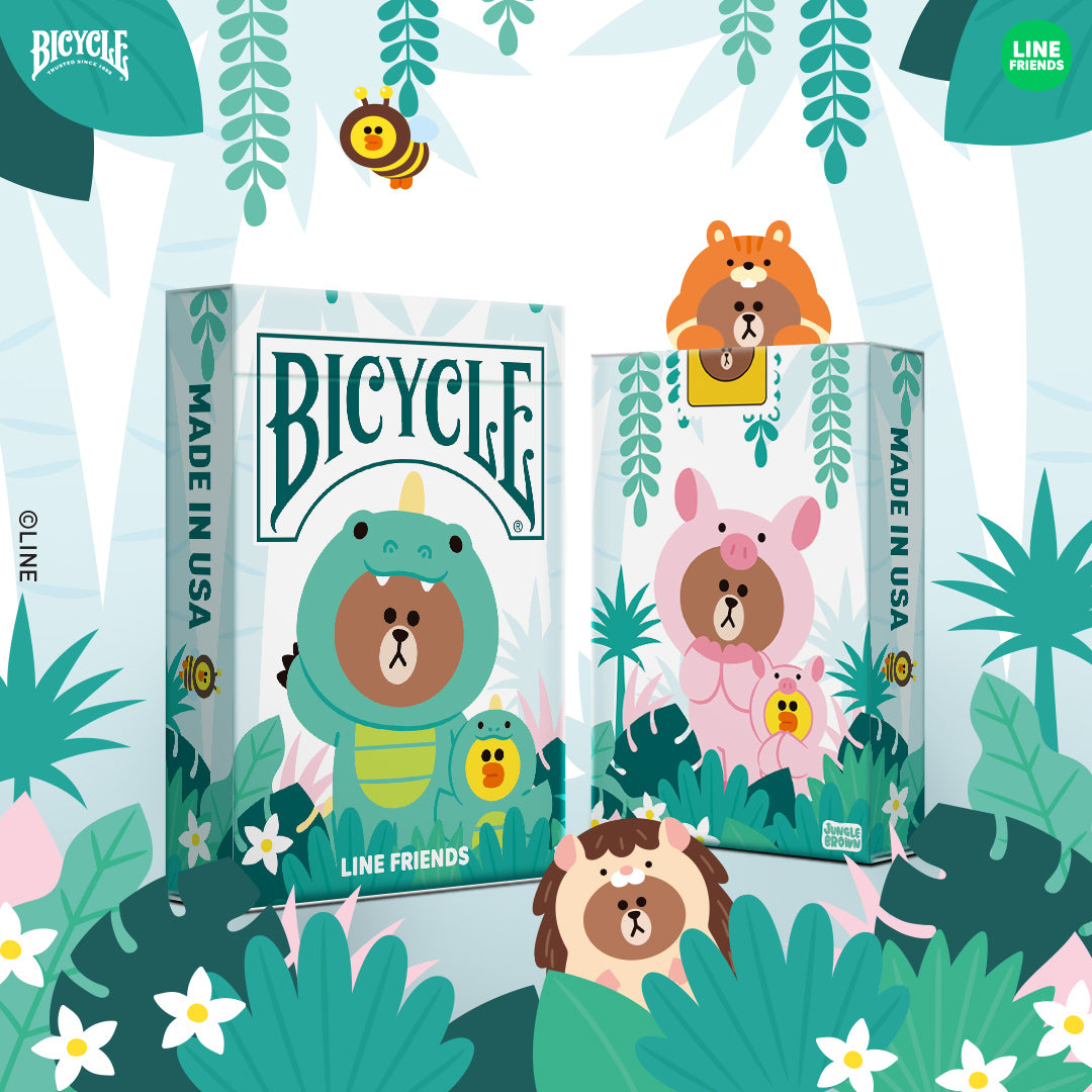 Bicycle Line Friends Family &amp; Jungle Brown Playing Cards