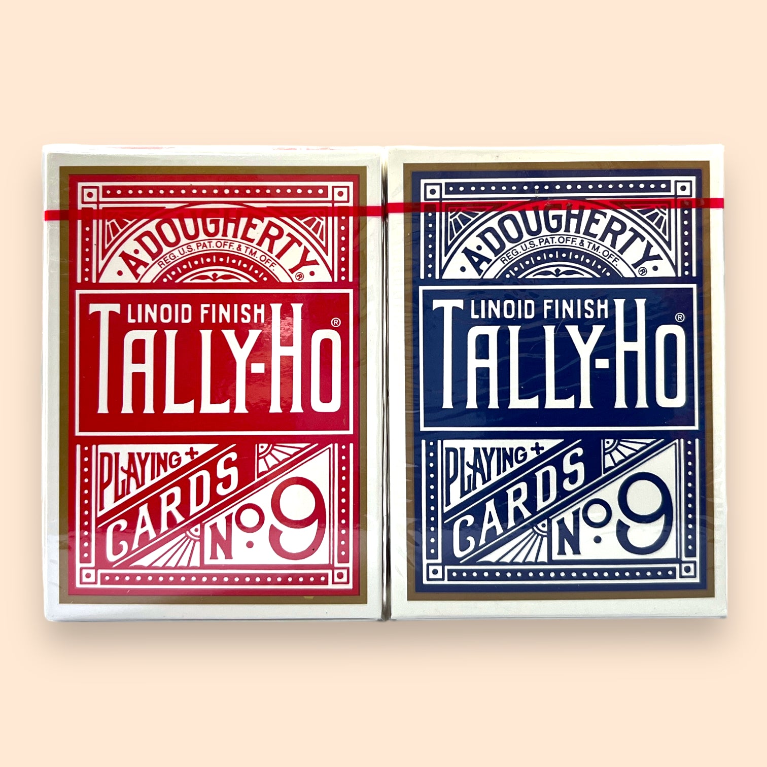 Tally-Ho Mr. Maeda Red &amp; Blue Gold Border Playing Cards