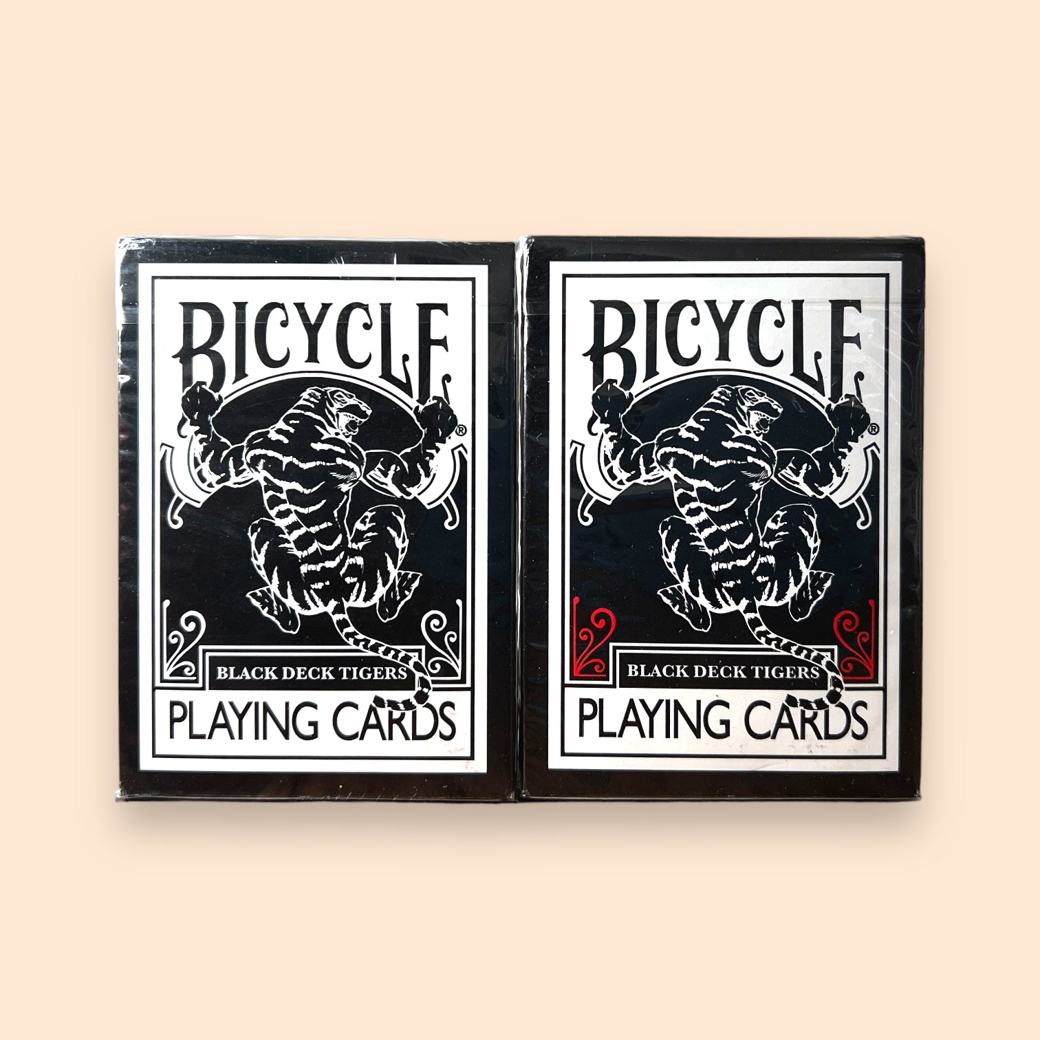 Bicycle Black Tigers White + Red Pips Playing Cards [1st Edition]