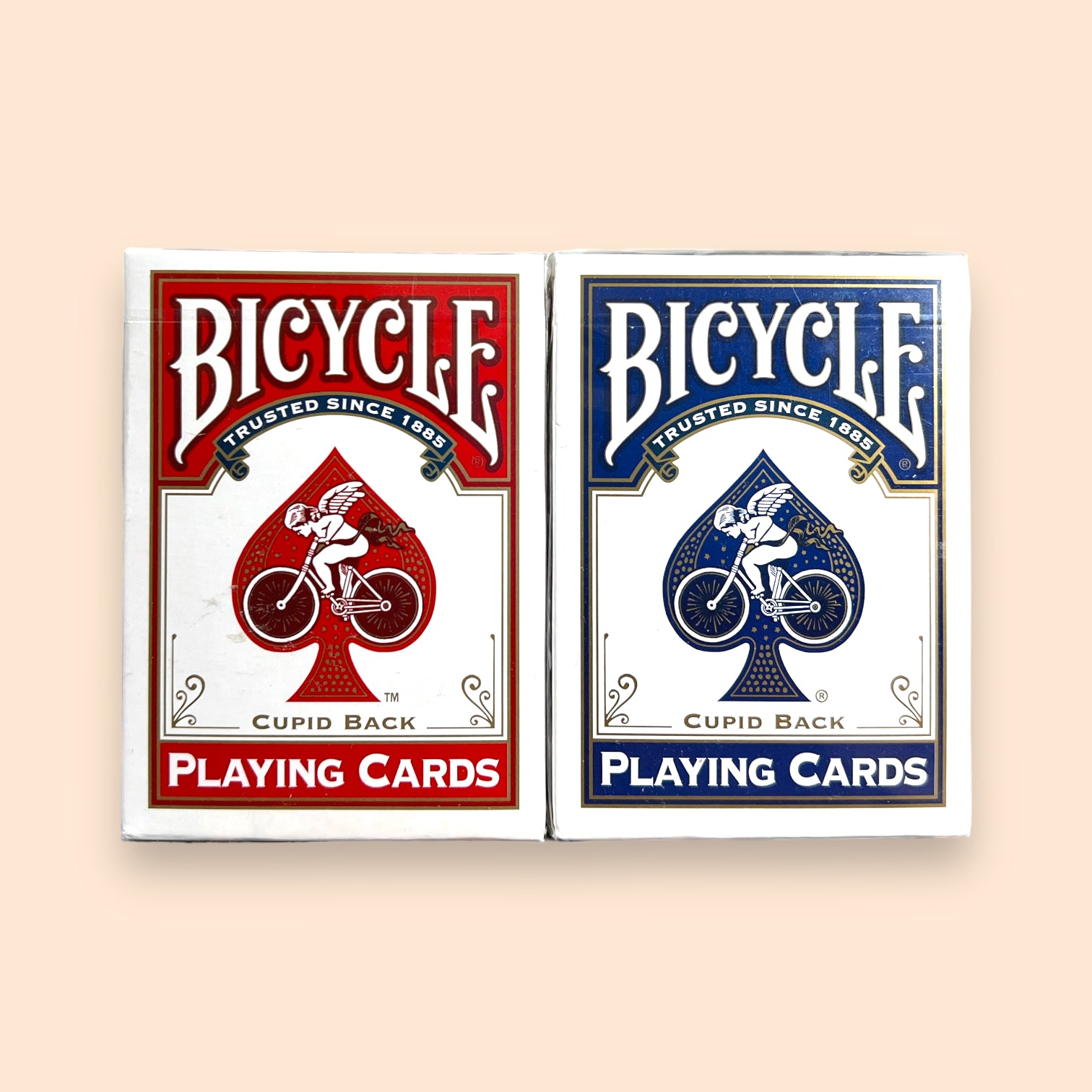 Bicycle Cupid Back Red/Gold + Blue/Gold Playing Cards